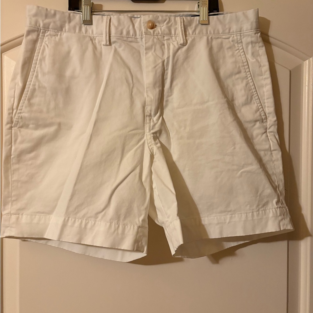 Ralph Lauren White Flat Front Shorts